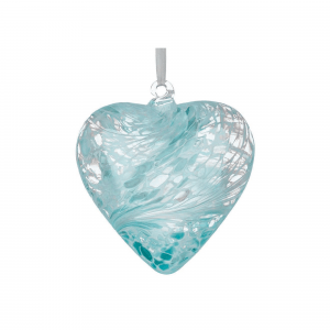 Sienna Glass Small Glass Friendship Heart, Pastel Blue