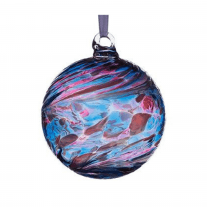 Hanging Glass Friendship Ball, 8cm, Blue and Pink