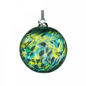 Hanging Glass Friendship Ball, 8cm, green and blue
