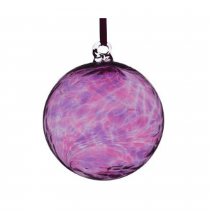 Hanging Glass Friendship Ball, 8cm, purple and pink
