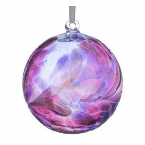 Hanging Glass Friendship Ball 10cm diameter , Amethyst