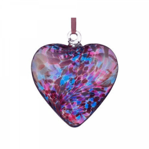 Sienna Glass Friendship Heart, Blue and Pink, Small