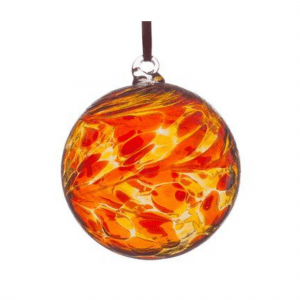 Hanging Glass Friendship Ball, 8cm, Ruby, Orange