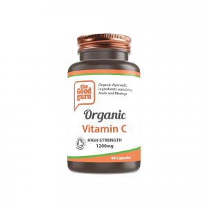 The Good Guru Organic Vitamin C Capsules | High Strength 1200mg | Vegan and Vegetarian Friendly - Contains Amla and Moringa | Certified Organic by Soil Association | by The Good Guru