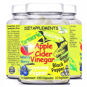Apple Cider Vinegar with The Mother | Turmeric, Ginger - 120 Capsules
