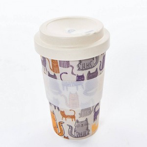 Eco-Chic - GREY FUNKY CAT BAMBOO CUP
