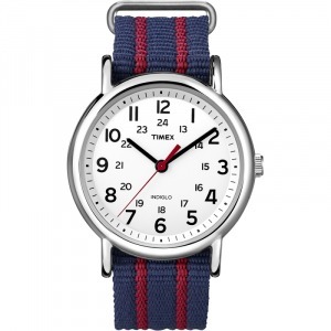 Timex - Unisex Weekender Watch with Blue/Red Fabric Strap